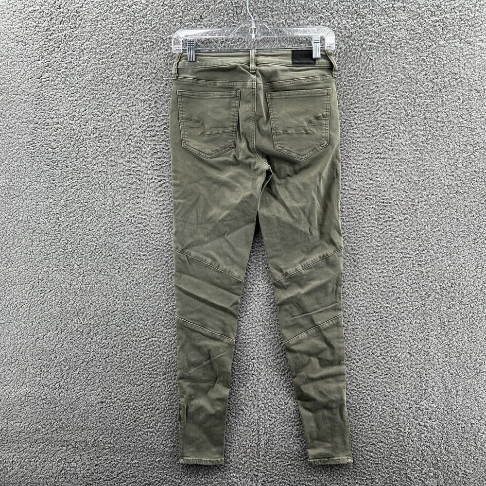 American Eagle Jegging Jeans Womens 6 Long Olive Drab Green Super Stretch Denim - Picture 2 of 11